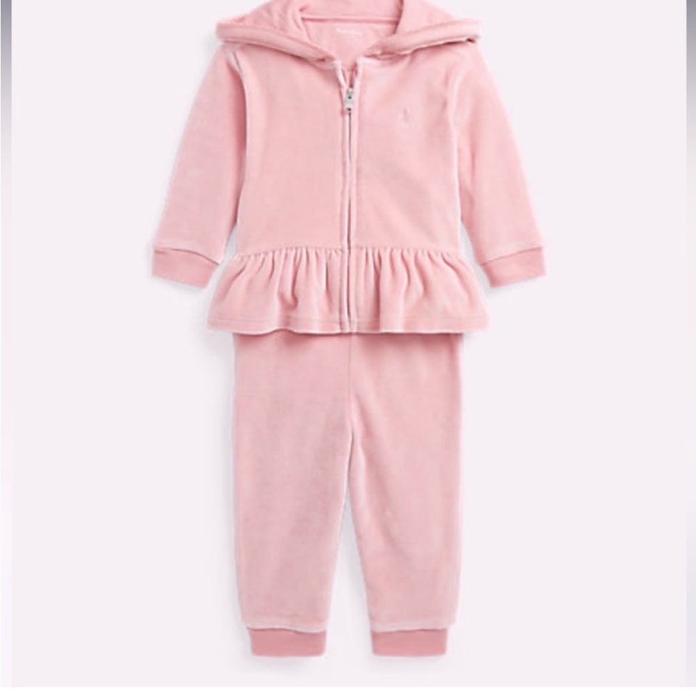 Polo pink sweat suit for baby girl size 12M